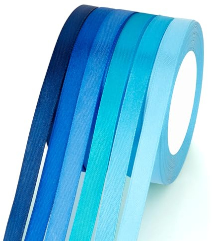 6 Rollen Satinbands Geschenkband Blau 1 cm Dekoband 150 Yard Schleifenband Geschenkband Set Seidenband Satin Ribbon Für Dekorative Schleifen & Bänder Heimwerkerkunst Blumensträuße Hochzeitsdekoration