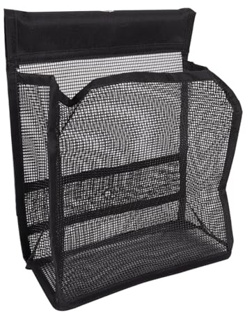 DUZEPA Sac de douche suspendu en filet avec crochet, panier à linge à suspendre pour la buanderie, la salle de bain, la terrasse, la salle de sport, la piscine et les voyages, noir