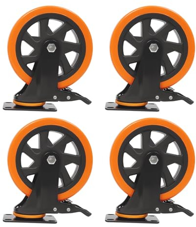 4 Stück Schwerlastrollen, 4 Rollen mit Bremse, 360° Drehbar Industrierollen Schwerlast, Lenkrollen mit Bremse Tragkraft 100kg, für Große Instrumente, Werkbänke und Industrielle (150mm)