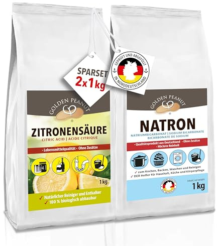 GOLDEN PEANUT Zitronensäure + Natron Kombi-Set Reinigung Backen Küche 2x1kg