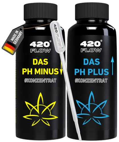 420Flow® pH Minus & pH Plus Set (pH Down & Up) | pH-Wert Regulierung Grow, Erde & Hydroponik | Flüssiges Konzentrat für dein Growbox Komplettset (Ph- & Ph+ je 500ml)