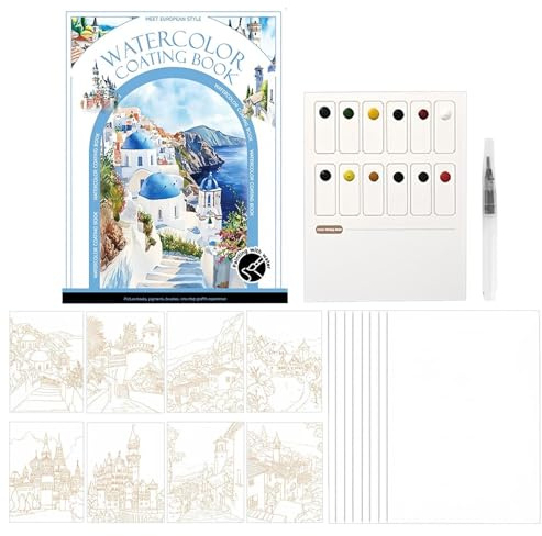 Libro de acuarela, juego de bolígrafos de papel, kit de libros para colorear de agua, suministros de pintura artística de pliegues, para niños, adolescentes, principiantes, aficionados, adultos