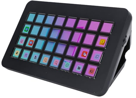 Tangxi Macro Keypad, Stream Controller Deck Gaming Streaming Shortcut Keyboard, 32 Programmable Keys Customizable LCD Buttons, for PC Live Streaming Content Creators (Black)