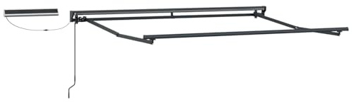 Mhdvray Marco de toldo eléctrico antracita 3,5 x 2 m de acero con recubrimiento en polvo y aluminio con funcionamiento solar y brazos abatibles, diseño moderno, robusto y duradero para terraza, balcón