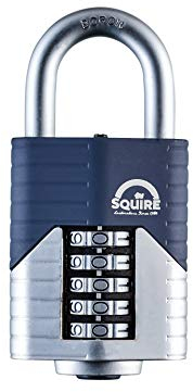 Squire Heavy Duty Padlock (Vulcan Combi 60) - Toughest Open Shackle - 5 Wheel Vulcan Padlock - Steel Cast Alloy for Corrosion Resistance - Weatherproof Lock for Home, School & Shed (Blue, 60 mm)