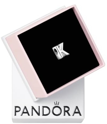 PANDORA Moments Buchstabe K - wendbares Alphabet-Charm aus Sterling-Silber mit geprägten Herzen und Perlen an der Rückseite - kompatibel mit Armbändern Moments Kollektion