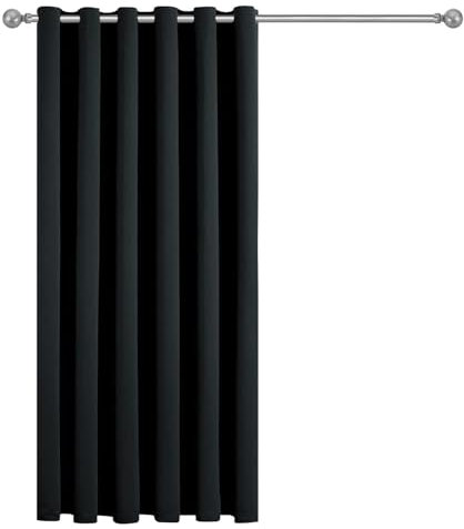 Imperial Rooms Eyelet Blackout Curtains for Living Room 66x84 Inch Black Curtains for Bedroom Energy Saving Thermal Curtains One Panel with Tieback