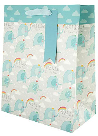 Hallmark ny baby pojke stor presentpåse – söt elefantdesign