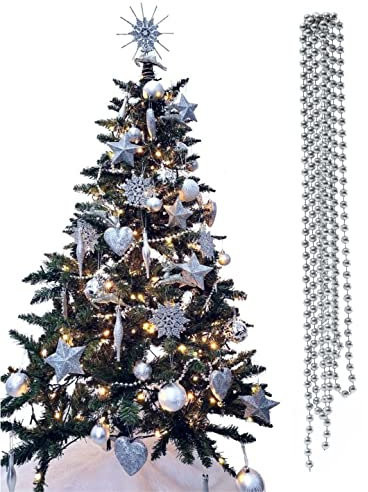 3m Bead Garland Luxury Christmas Tree & Room Decoration 8mm Bead 3m Chain (Silver)