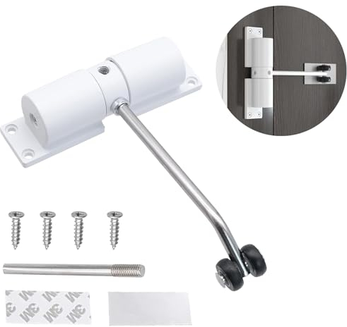 Molla Chiudiporta Automatico, Regolabile Chiudi Porta Porte Interne, Acciaio Inossidabile Chiudiporta con Leva di Regolazione, Molla per Porta da 30kg per Casa e Ufficio, Facile da installare