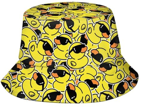Cappello da Pescatore con Motivo Divertente, Unisex, Estivo, Ripiegabile, da Spiaggia, Viaggi, Pescatore, per Donne e Uomini, Carino Anatra, Taglia Unica
