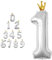 MORAINJAY Ballons Numériques 40 pouces en argent avec Couronne - Ballons en Aluminium pour Anniversaires, Diplômes et Anniversaires - Ballons Auto-gonflables Chiffres 0-9