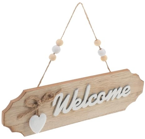 Zerodeko Panneau De Bienvenue En Bois Naturel 25.8 X 7.6 Cm Avec Corde Suspendue Décoration Porte D'Entrée Accrochable Pour Maison
