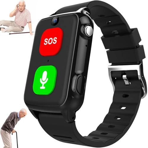Smart klocka för äldre positionering, SOS nödsamtal, armband, vattentätt 4G videosamtal, GPS-platsspår, för äldre, demens, Alzheimers