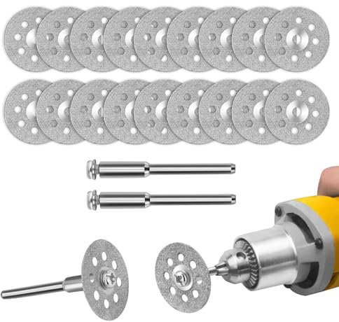 20 Stück Diamant Trennscheibe für Dremel Rotationswerkzeug Zubehör,22mm Diamantscheibe mit 4 Dornen,Trennscheibe für Fliesen,Glas,Stein, Holz