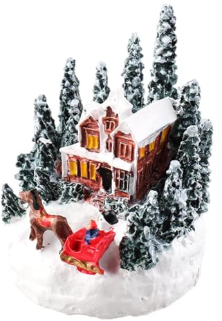 Arroopu Casa Natalizia Illuminata - Set Villaggio di Natale Illuminato | Collezione Colorata di Ornamenti per Casa,Addobbi per Famiglia Mensola Libreria Comodino Soggiorno