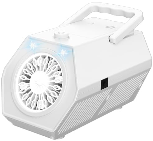 Macchina Bolle di Sapone, Spara Bolle di Sapone Automatico, 18000+ Bolle al Minuto, 2 Velocità, Giochi da Esterno per Bambini, Gadget Compleanno Bambin Matrimonio (Bianco)
