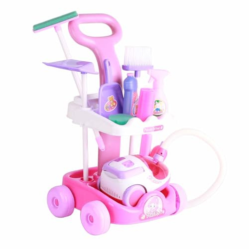 ASHATA Ensemble de Chariot de Nettoyage de Maison de Simulation pour Enfants pour Faire Semblant de à la Communication Parent-Enfant Outils de Nettoyage pour pour la Coordination œil-Main pour Les