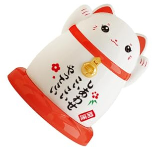 rongweiwang Scatola portastuzzicadenti cinese portastuzzicadenti gatto fortunato per soggiorno hotel appartamento, Bianco, 6.6x7.7 cm