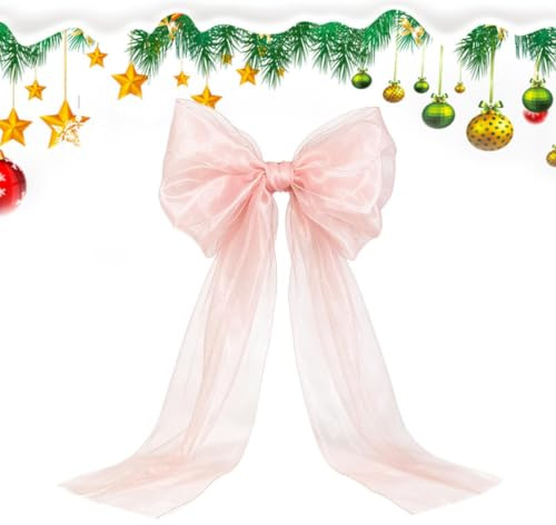 Julgransrosett 200x50 cm Elegant Dekoration i Tyll | En jättelik julgransrosett för granens lämplig för handgjorda kransar, verandor, trappräcken, festväggar och liknande