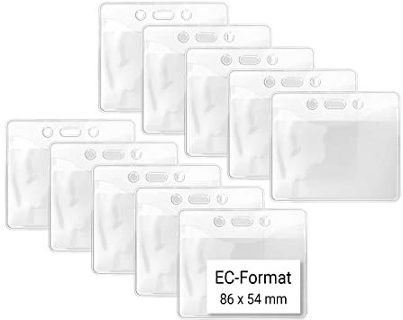 Karteo Ausweishüllen im Kreditkartenformat [10 Stück] Kartenhüllen horizontal transparent Vinyl Ausweishülle 86 x 54 mm Kartenhülle Kartenhalter