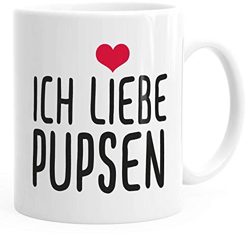 MoonWorks® Ich liebe Pupsen Kaffeetasse Teetasse weiß 325 ml