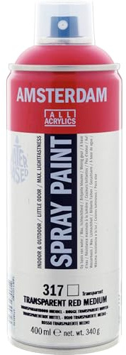 Amsterdam Spray Paint - Transparent Red Medium 317-400 ml - Water-Based, Lightfast Pigment, Low Odor, Solvent-Free - Perfect for Studio Use & Creative Techniques