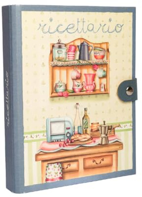 ALFABET - Ricettario Ad Anelli Da Scrivere, Scatola Regalo, Artigianale Italiano, Con Schede Tematiche, Carta Ecologica Stampata, Idea Regalo Per La Mamma, Per La Nonna, Per La Suocera, Azzurro