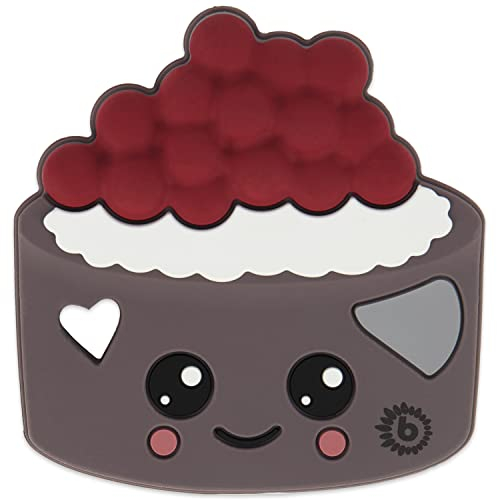 Bieco Silikon Torte Beißring Baby, 8 cm | Ab 0 Monate | Zahnungshilfe Baby | Baby Greifling in Torten Design | Bunter Beissring für Baby zum Zahnen | Motorikspielzeug Baby | Beißring Silikon Baby