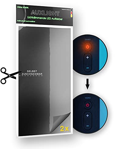 Auxlight LED Abdeckung, Lichtdimmer Folie selbstklebend, Aufkleber für Elektronikgeräte, Home Office, Fernseher, Lichtwecker, Router, Rauchmelder abdunkeln, besser schlafen, zuschneidbar