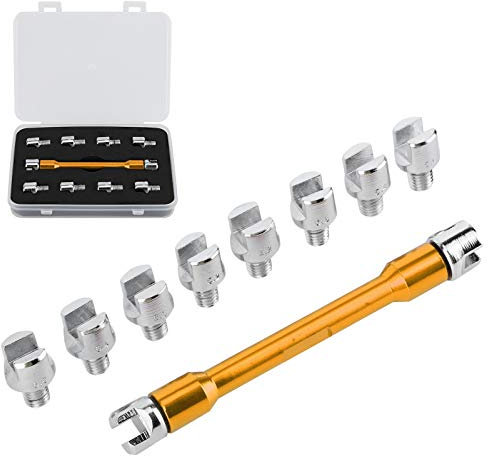 Juego de Llaves para Radios de Motocicleta, Kit de Llave CNC para Radios de Rueda de Bicicleta de Cross, Accesorio para Motocicleta 5.0 6.8 Longitud 93 Mm / 3.7in para la Mayoría de las(B (dorado))