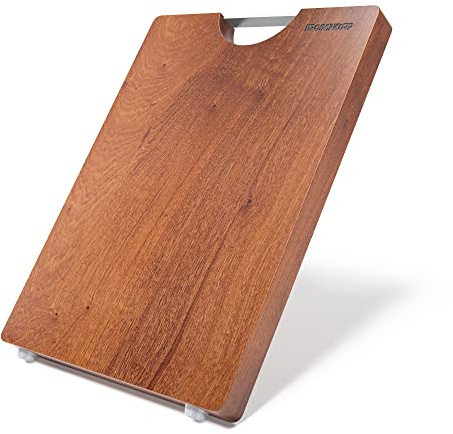 Brosisincorp Real Solid Sapele Cutting Board One Piece No Glue Non Toxic All Whole Single Wood Butcher Block Thick Hard Wood Heavy Duty Edge Grain (Large, 15.74L*11.81W*1.18Th)