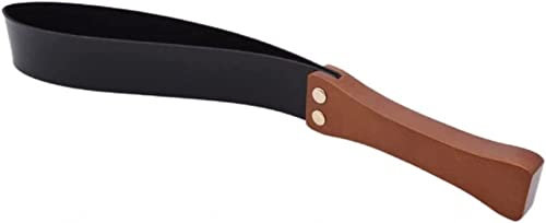 Horse Riding Flogger Portable PU Whip Professional Wooden Crop for Training Handle Thick Anti-Slip Paddle Leather Equestrianism with Slapper Reusable Horsewhip,Black