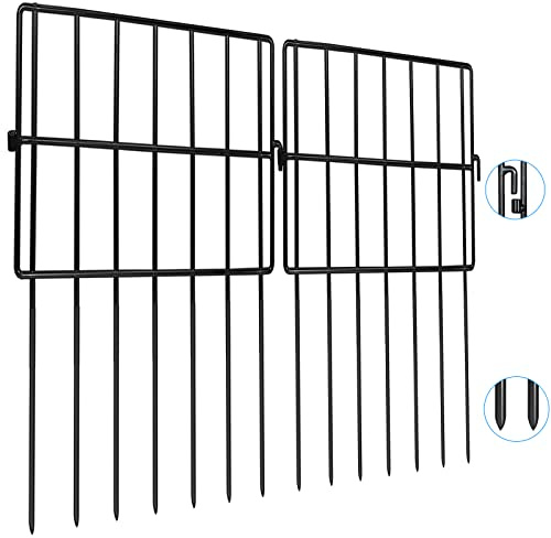 Getlay 22 Pack Animal Barrier Fences, 1.5 Gap No Digging Garden Fence Panels, Metals Black Deterrent Fence for Dogs Rabbits, Decorative Fence for Outdoor Landscape Patio Total 22 ft(L)×16 in(H)