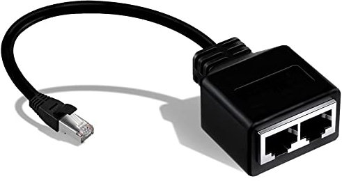 RJ45 Ethernet Cable Splitter Network Adapter, Ethernet Splitter 1 Male to 2 Female LAN Ethernet Lan Network Extension Splitter for Cat5, Cat5e, Cat6, Cat7