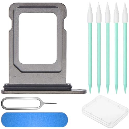 ZHUROUPU 4 In 1 Single Sim Card Tray Slot Holder Replacement with Waterproof Rubber Ring, Sim Card Tray Open Eject Pin for iPhone 6 (4.7)(Space Gray, Single Sim)
