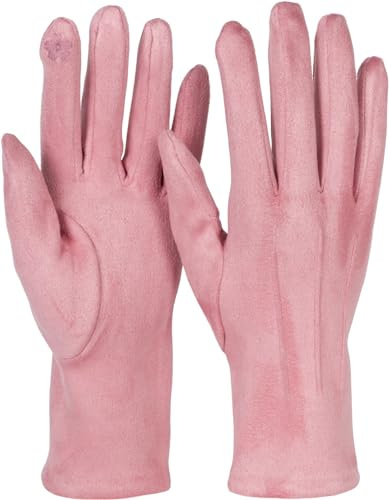 styleBREAKER Damen Stoff Handschuhe Ziernähte | Leitfähige Fasern am Zeigefinger für Displays, weiches warmes elastisches Gewebe, Einheitsgröße für 16-21 cm Handumfang.