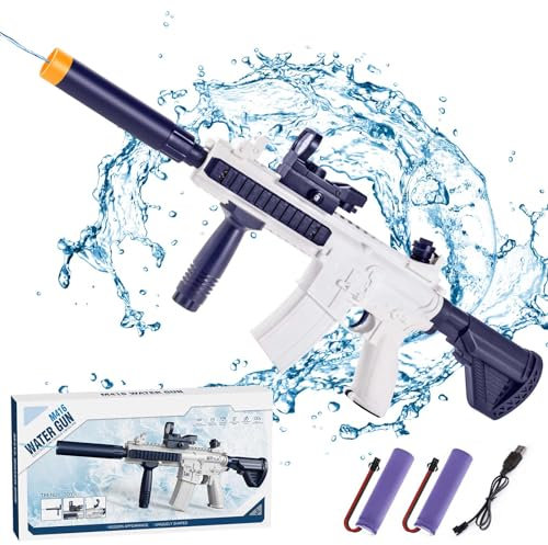 Pistola ad Acqua Elettrica per Bambini, Pistole Giocattolo ad Acqua Alta Capacità 180+500CC, Water Gun Automatica Ricaricabile Water Blaster per Estate Giardino Piscina Spiaggia