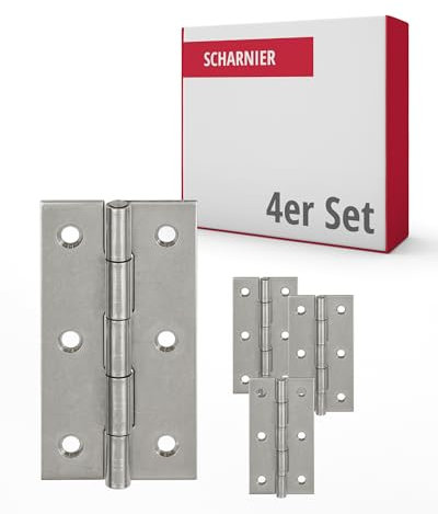 Gedotec Aufschraub-Scharnier aus Edelstahl V2A | 10 Stück Möbel-Scharnier - rechteckige Ausführung | DIN 7954 A | mit gehärtetem Stift | Länge: 80 mm | Breite: 41 mm | zum Schrauben | Klappenscharnier