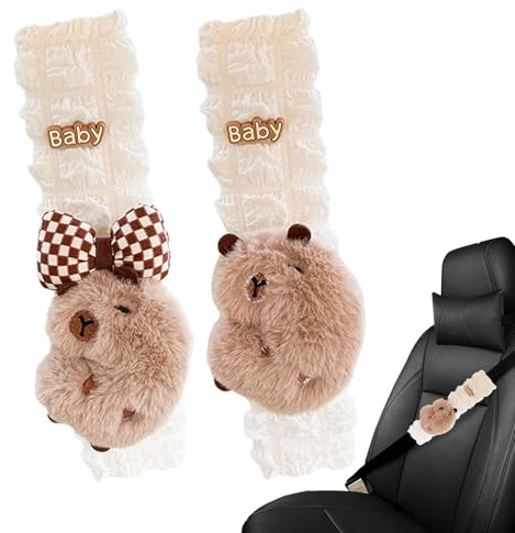 Capybara - 2 copri cinture di sicurezza Capybara, imbottiture per cinture di sicurezza, imbottiture per cinture di sicurezza per auto, imbottiture per cinture di sicurezza in morbido peluche per
