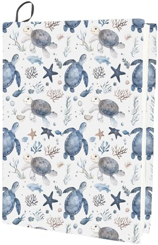 CRASPIRE Funda Elástica para Libros con Diseño de Tortuga, Lavable, Reutilizable, Nailon, Grandes, Apta Tapa Dura 9 x 11 Pulgada, Estudiantes Aula