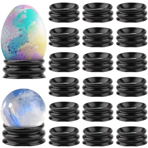 GORGECRAFT 20 Support de Présentation Rond et Plat Noir pour Boules de Cristal Support pour Décoration de Maison pour Sphère de 2.5 5cm Décoration de Bureau 27.5x11.5mm
