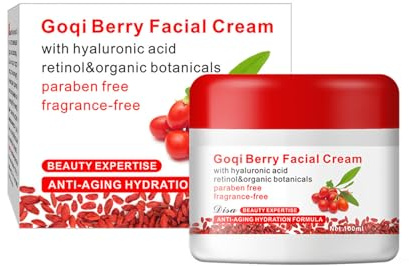 Eazerom 32 Crema Viso alle Bacche di Goji – con acido ialuronico e vitamina C, crema naturale anti-età e anti-rughe giorno e notte, adatta a donne e uomini,Una crema illuminante che contrasta