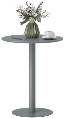 HOMCOM Esstisch 60 x 60 cm Rund für 2 Personen Säulentisch Grau
