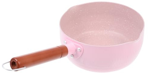Toyvian Marmite Japonaise 18 Cm en Maifan sans Couvercle, Casserole à Lait en Aluminium Manche Bois, Pot à Soupe Pratique pour Cuisson sur Gaz et Induction, Ustensile la Cuisine Bébé