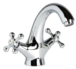 Kiamami Valentina - Rubinetto lavabo monoforo per lavabo con due manopole a croce cromato | Narciso