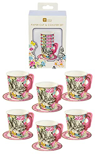 Talking Tables Alice in Wonderland Cup & Saucer Set | Mad Hatter Afternoon Tea Party Decorations For Birthday, Baby Shower, Weddings, Pack of 12