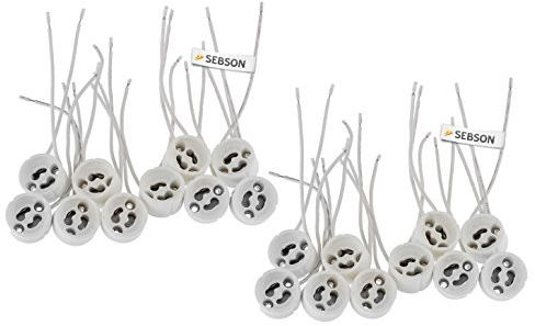 SEBSON GU10 Fassungen für GU10 Leuchtmittel 230V, 20er Set, LED und Halogen Lampen geeignet, Fassungen aus Keramik für Einbaustrahler