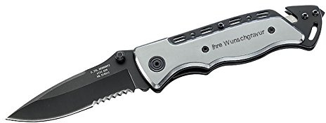 Herbertz Einhand-Rettungsmesser, AISI 420, Titan-Beschichtung, Aluminium, Clip