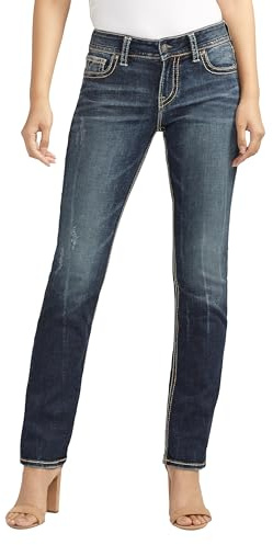 Silver Jeans Co. Suki Mid Rise Curvy Fit Straight Leg Jeans | Trendy & Stylish Denim Bottoms